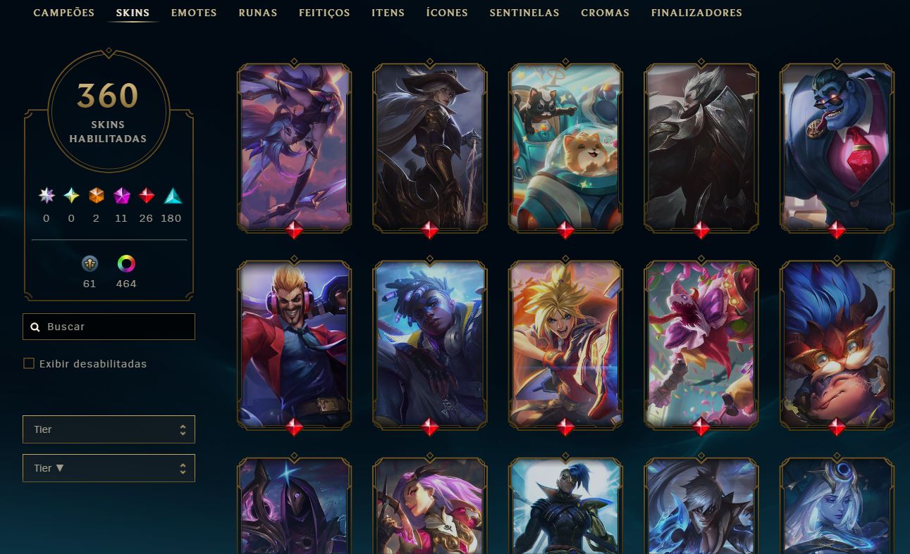 Conta lvl 798 Unranked 360 skins