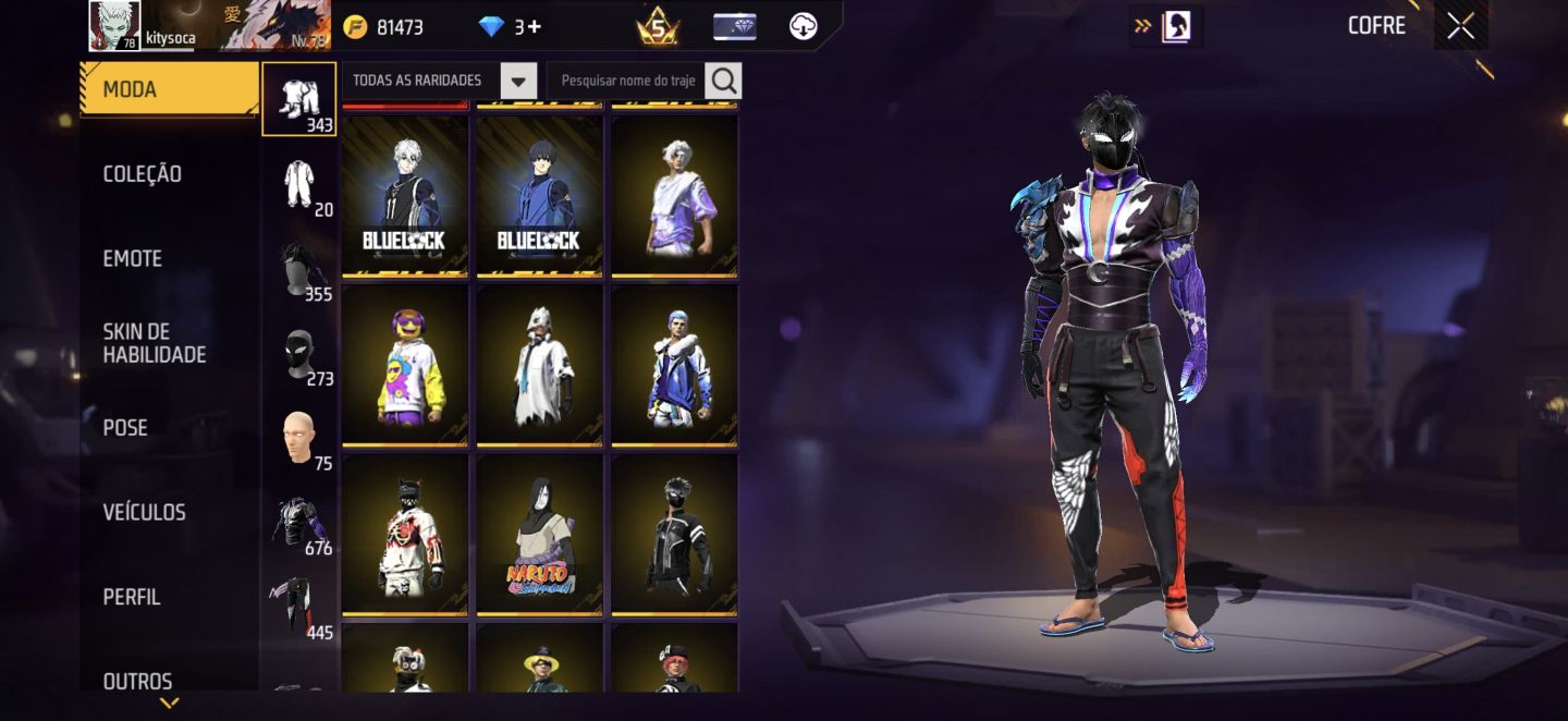 Conta level 78 com bastante skins