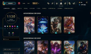 Conta lol 1130 skins/nivel 1155