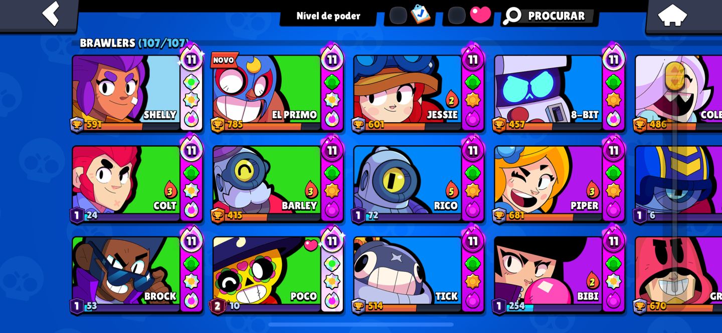 CONTA BRAWL STARS COM VARIAS SKINS TODOS OS BRAWLERS E VARIOS PRESTIGIOS