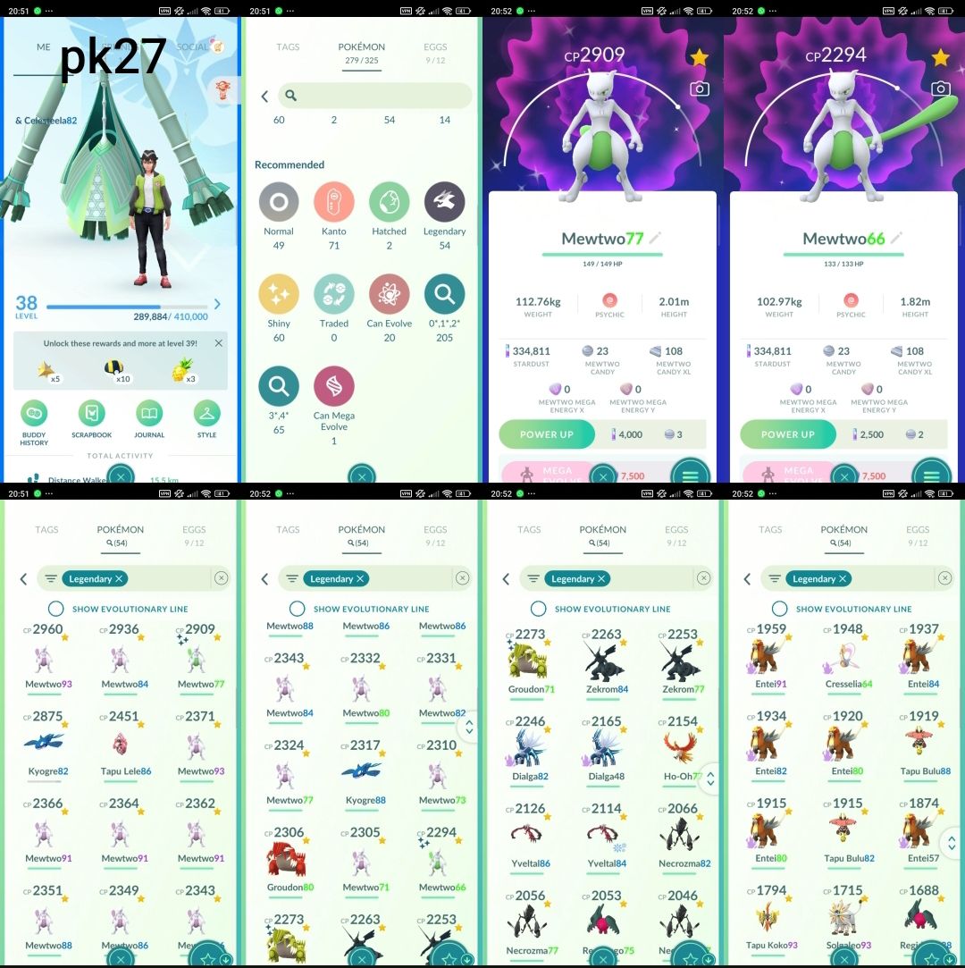 Conta Pokémon GO | Shiny | Lendários | Mewtwo | Lv20/30/40/50/60 | Z2