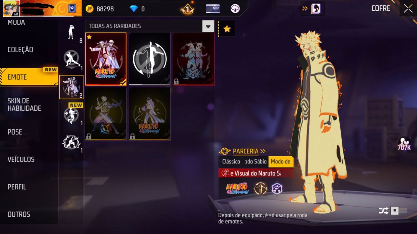 CONTA FREE FIRE INSANA ITENS RAROS DO NARUTO + COLECIONÁVEIS EXCLUSIVOS