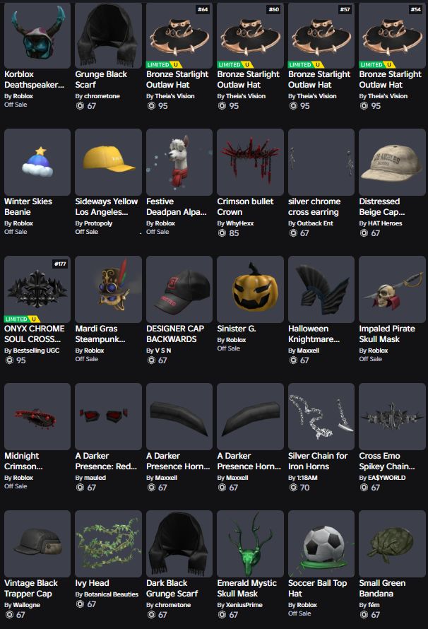 Conta Extra Domino hat com Korblox , offsale e muito mais (Promoção )