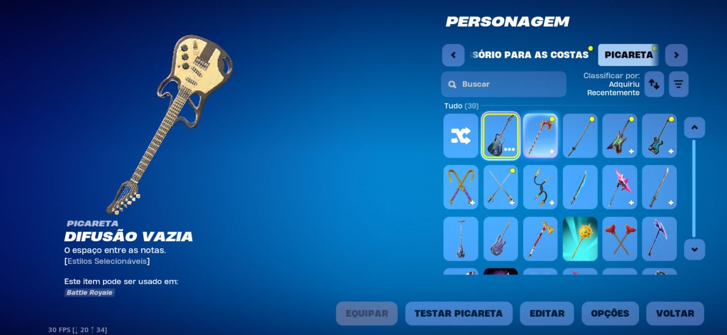 Conta antiga de Fortnite contendo diversas skins raras e itens exclusivos.