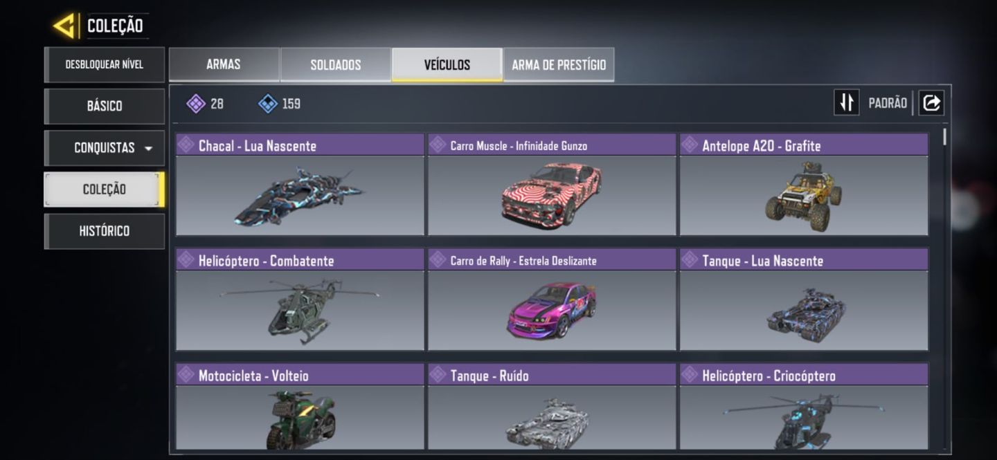 5 lendárias armas nível 400 Arma Épica 202 personagem Épico 76 C: 63k