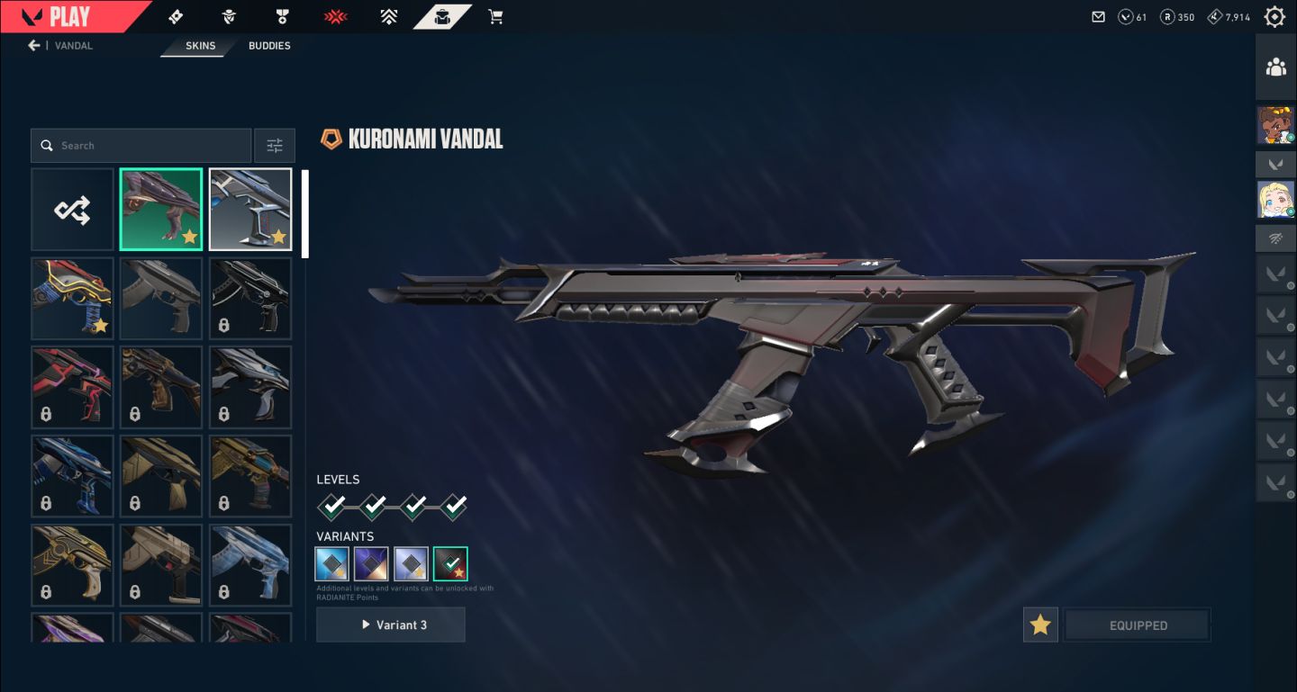 Conta Valorant c/ Karambit Rgx, Faca Sublime, Nocturne, Vandal Kuronami, Phantom