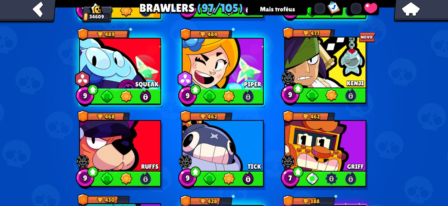 BRAWL STARS | 34K TROFÉUS | 97 BRAWLERS | 231 SKINS | CONTA COMPLETA