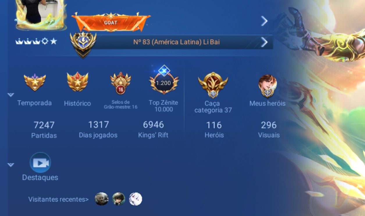 Conta Hok Nobreza 7 com 296 skins 16 Selos lendários