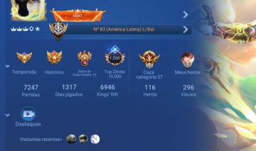 Conta Hok Nobreza 7 com 296 skins 16 Selos lendários