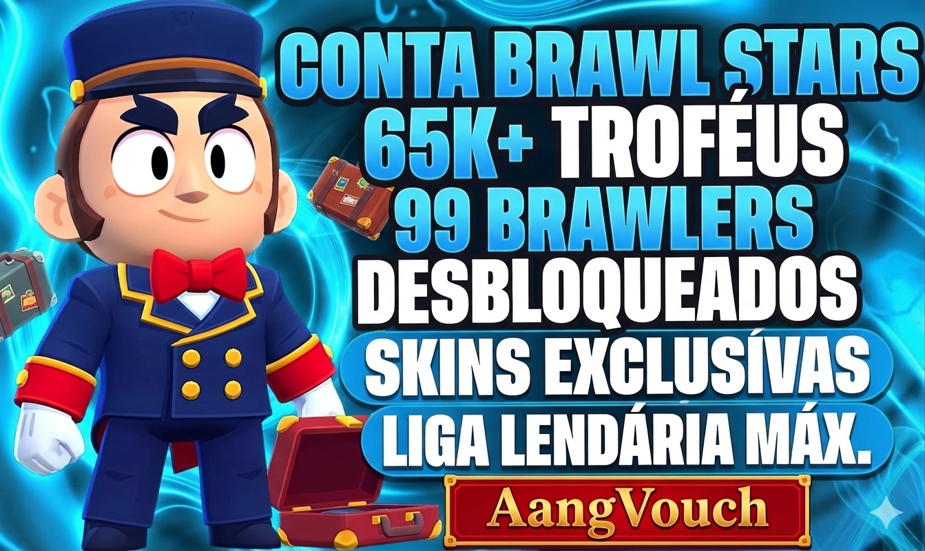 CONTA BRAWL STARS 65K+ | 99 BRAWLERS | SKINS EXCLUSIVAS | LIGA LENDÁRIA MÁX.