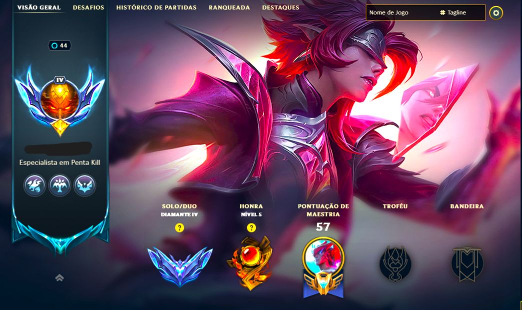 SKIN LENDÁRIA RIVEN PACTO QUEBRADO + [ DIAMANTE 60% DE WINRATE ] + [TROCA NICK]