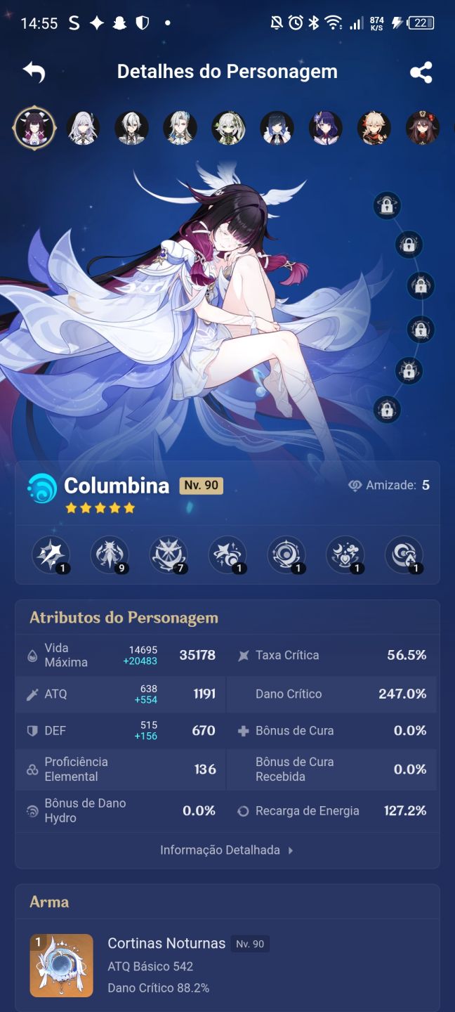Conta genshin impact 19 T5 LIMITADOS AR 59 SERVER AMERICA (negociável)