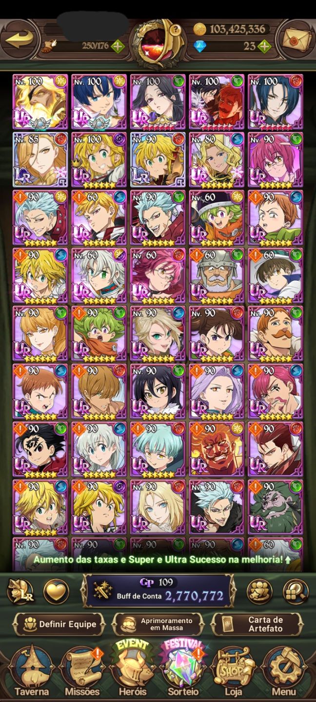 Conta de 7ds com time meta pvp