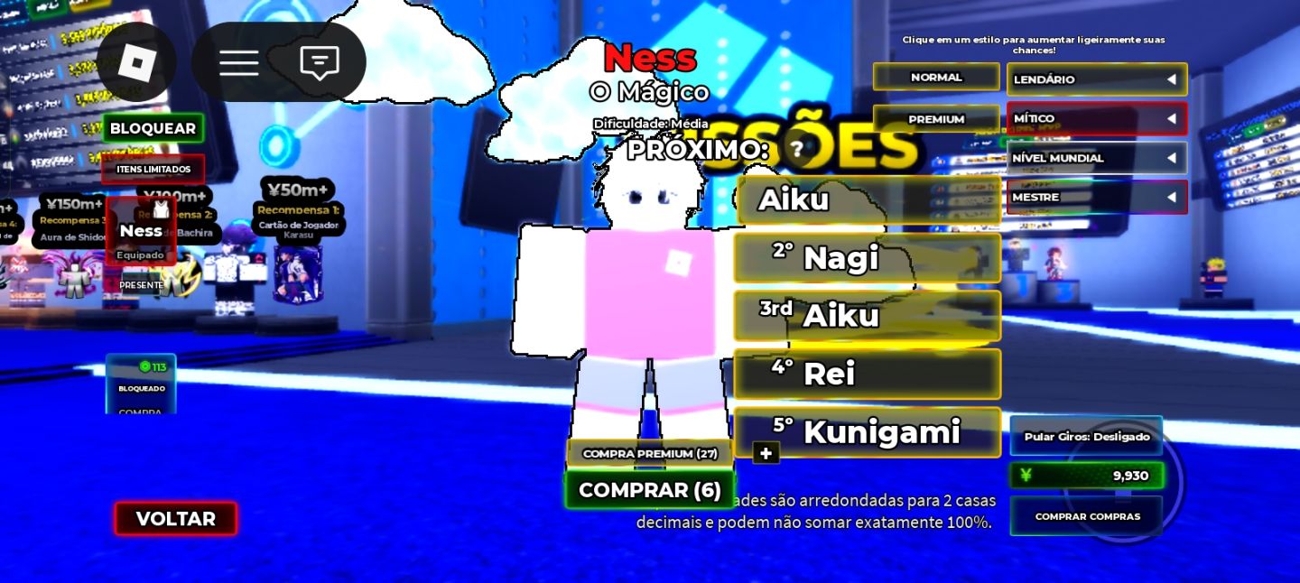 Conta de BLUE Lock top com skin