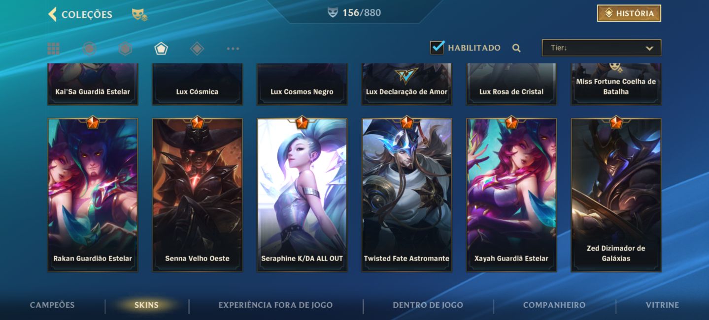 Conta wild Rift focada em mid/sup com grande coleção da campeã Lux