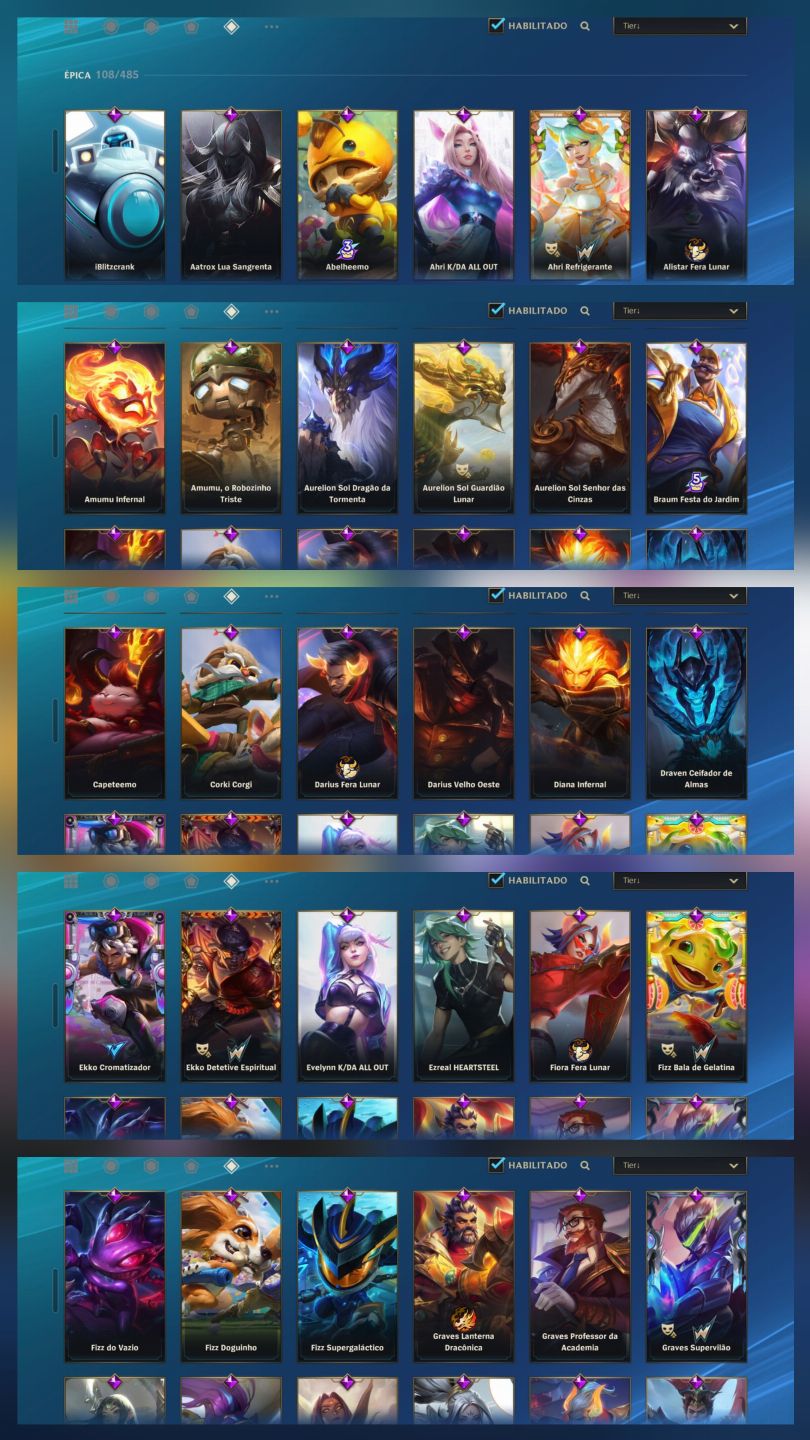 CONTA WILD RIFT | 194 SKINS | 3 MÍTICAS + 20 LENDÁRIAS | INVESTIMENTO R$ 5K