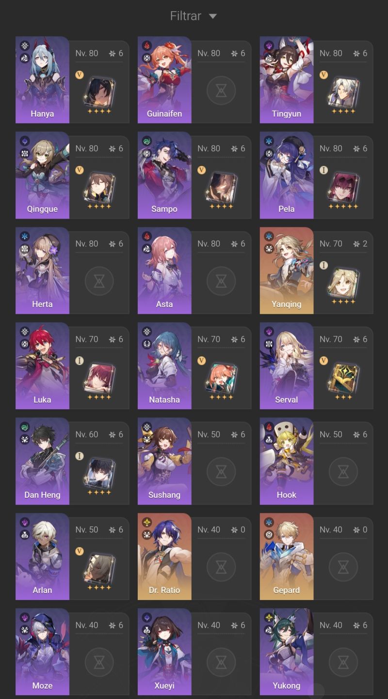 Conta HSR LV MAX | Endgame | Full Eventos | 28 Personagens E 15 LC Limitados