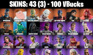 CONTA FORTNITE COM 43 SKINS OMEGAROK/MALIK/SABINA/MAE/OSCAR/ANTONIA/EVIE/HOPE/