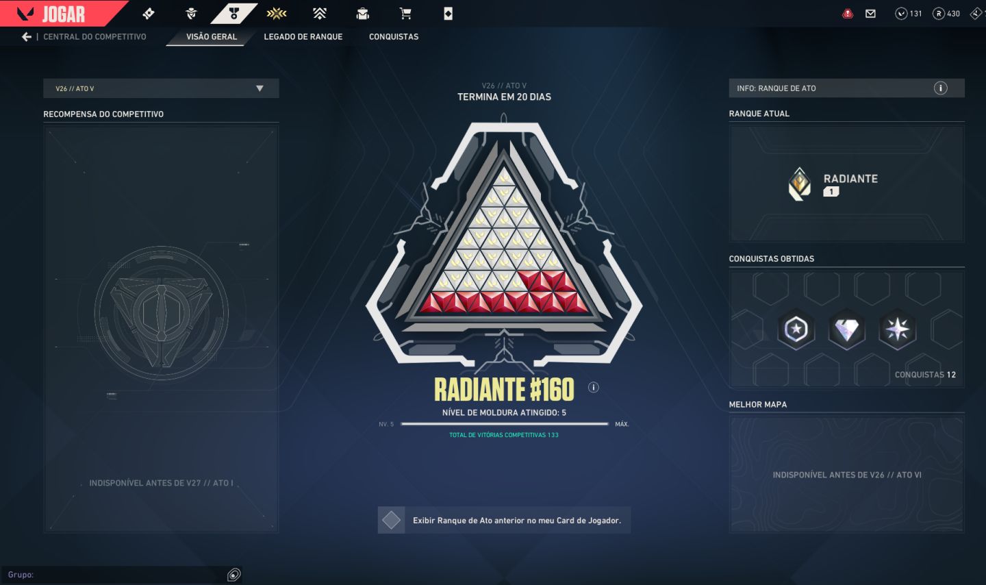 Conta radiante valorant, peak rate top 32 atualmente top 100