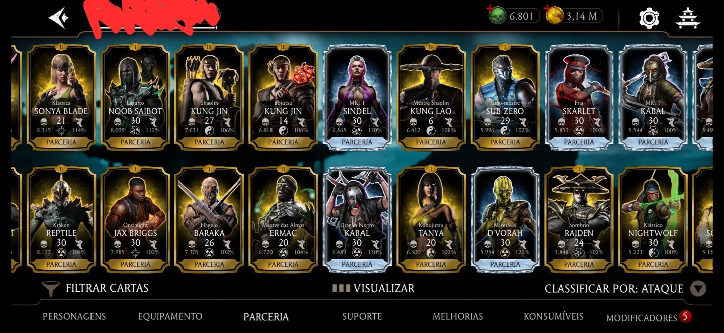 CONTA TOP TIER MK MOBILE NVL 60 | TIME MK11 FULL FX | 6.8K ALMAS