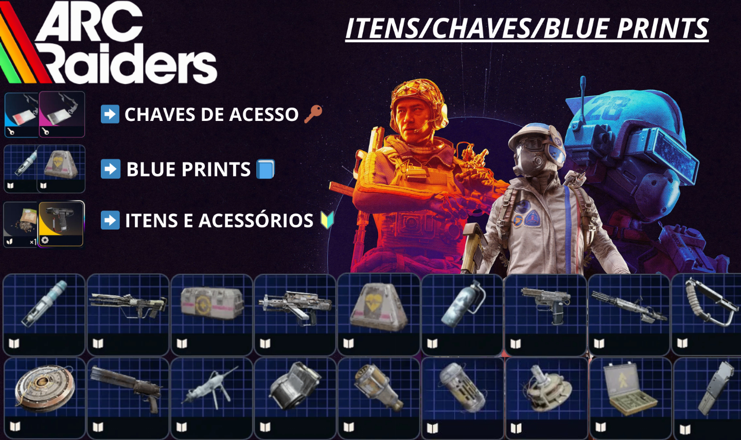 ITENS E BLUE PRINTS ARC RAIDERS