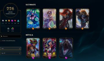 LEAGUE OF LEGENDS 226 SKINS NIVEL 641 GOLD FULL CHAMP