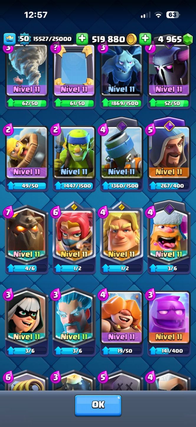 Conta de Clash Royale com quase todas as cartas, 8,3k de troféu e 9 evos!