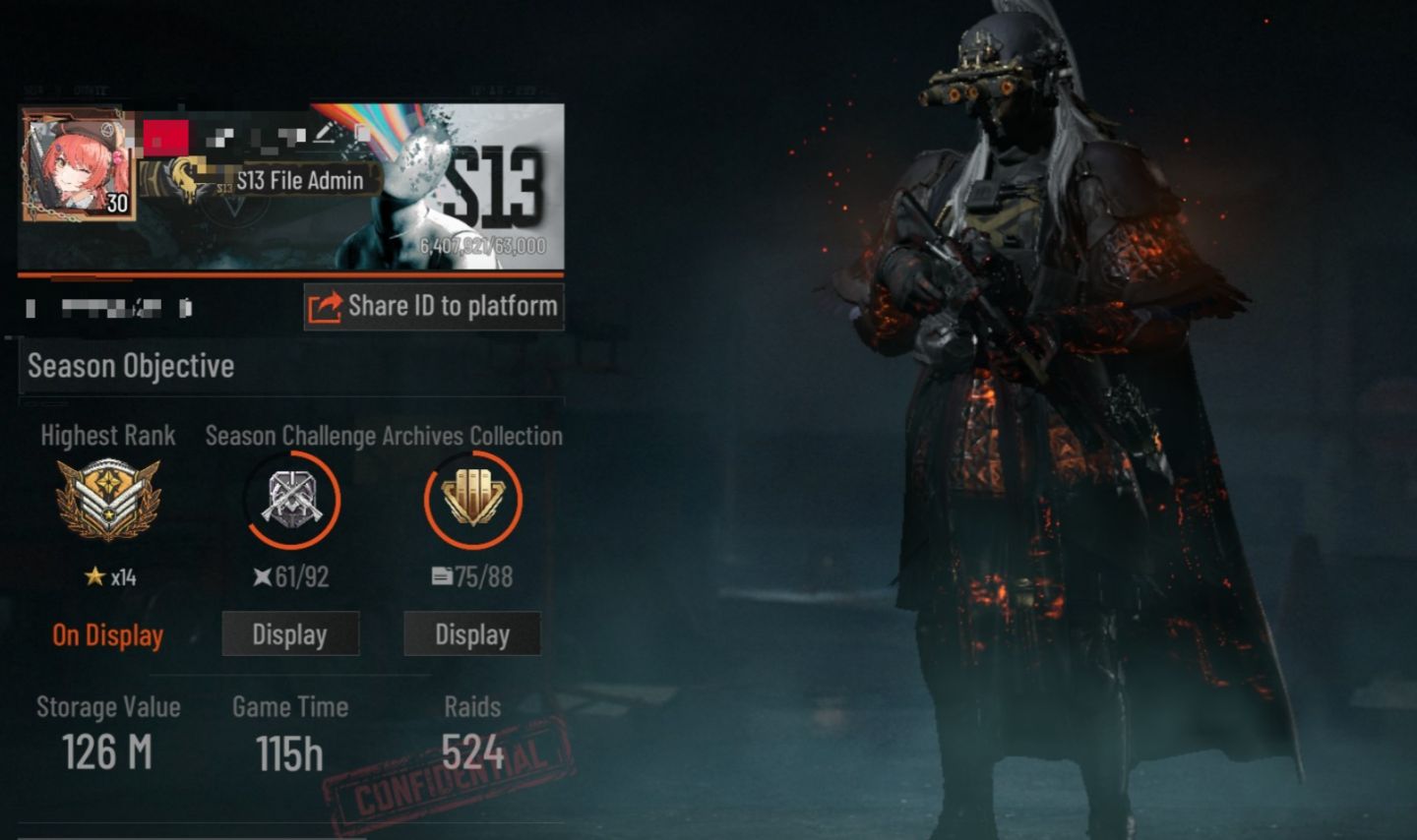 CONTA ARENA BREAKOUT MOBILE COM SKINS DE PERSONAGEM, ARMAS, T7 ETC