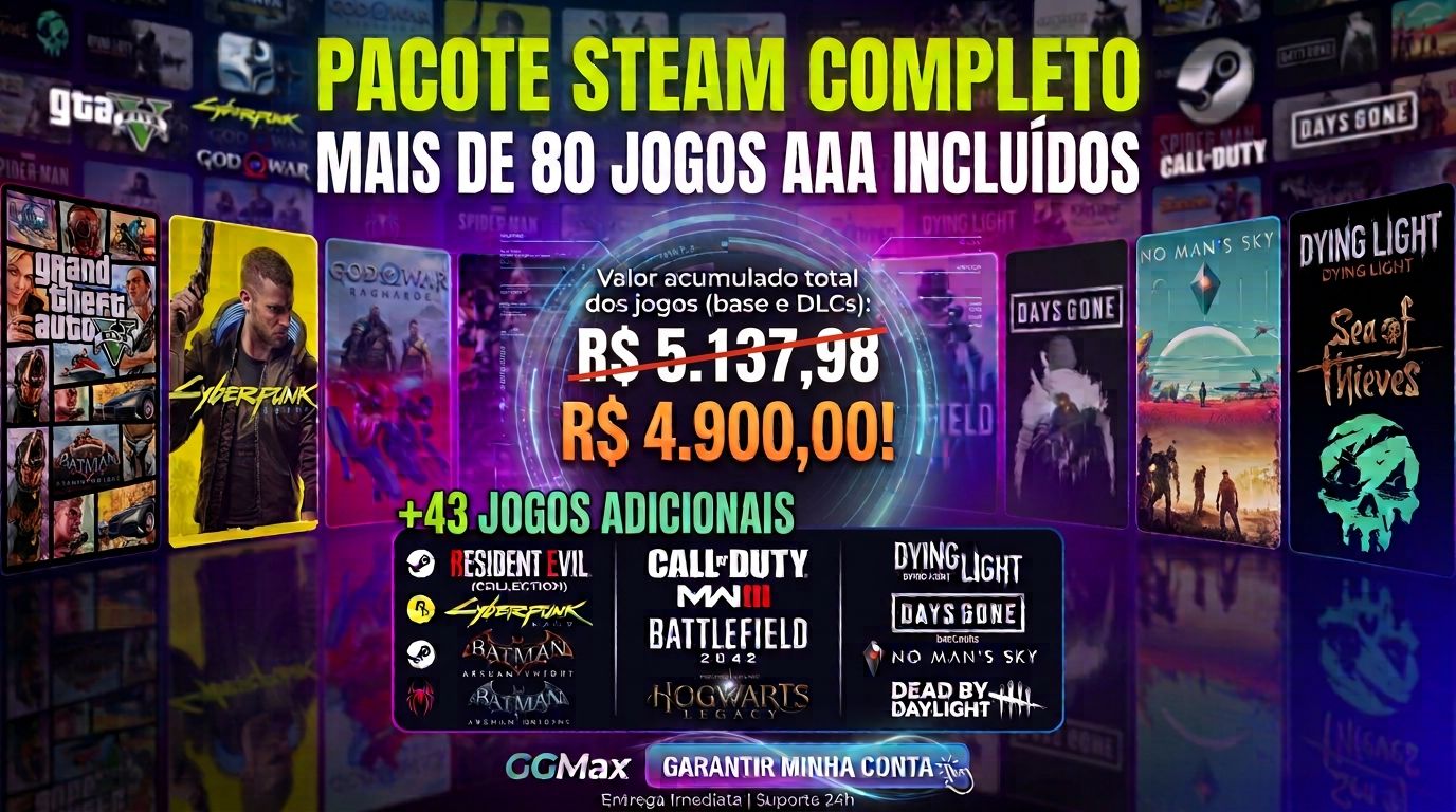 CONTA STEAM COM +R$ 5.000 EM JOGOS | GTA V, RE4, RE2, Spider-Man 2, God of War..