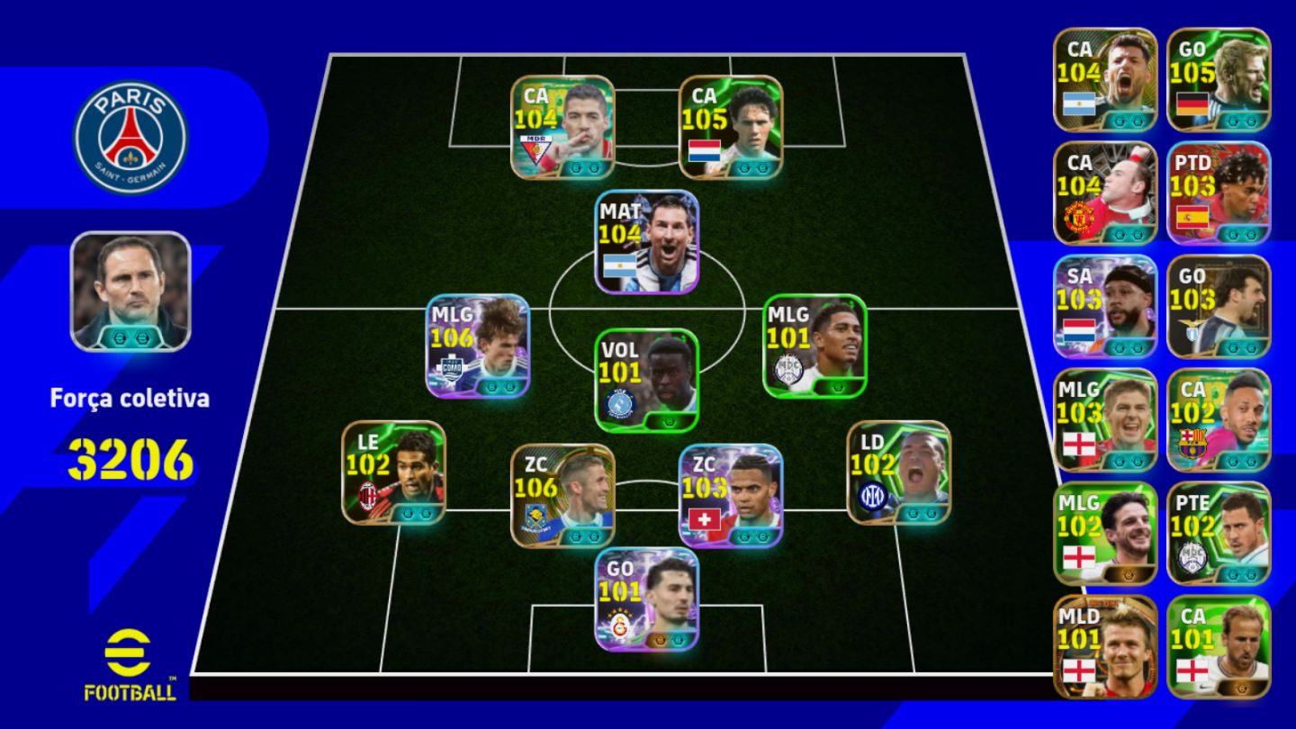 CONTA EFOOTBALL! NICO PAZ 105 + ELENCO FORTE E FORÇA COLETIVA 3206 !!