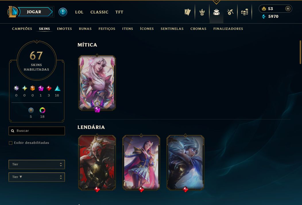 Conta Main Valorant/League OF Legends LoL Muitas Skins em ambos jogos