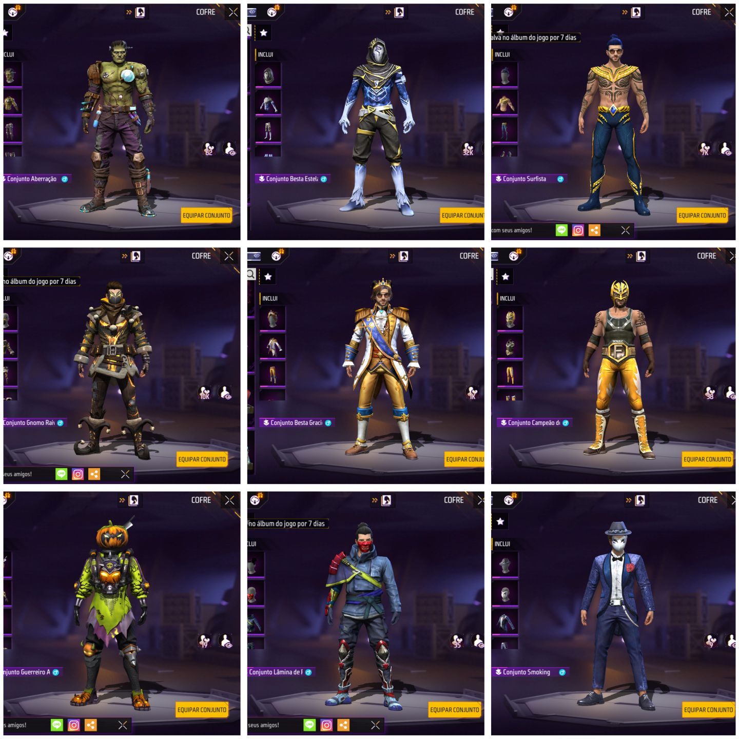 CONTA DE FREE FIRE GEMADA VETERANA QUASE 600 PEITAS UNISSEX RARA FULL ACESSO