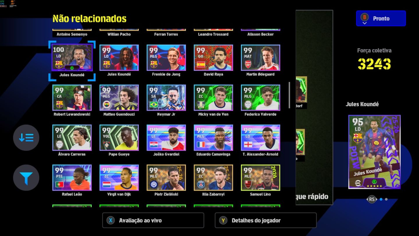 Conta PC Steam Halland 108, Van Der Sar 108, Seedorf 105, Rui Costa 106 e CIA