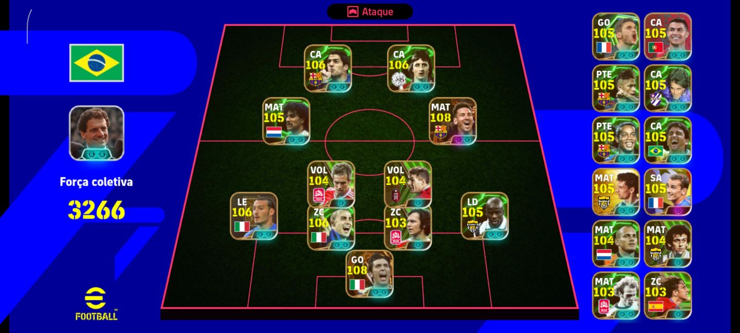 CONTA EFOOTBALL MOBILE COM 3266 DE FORÇA!