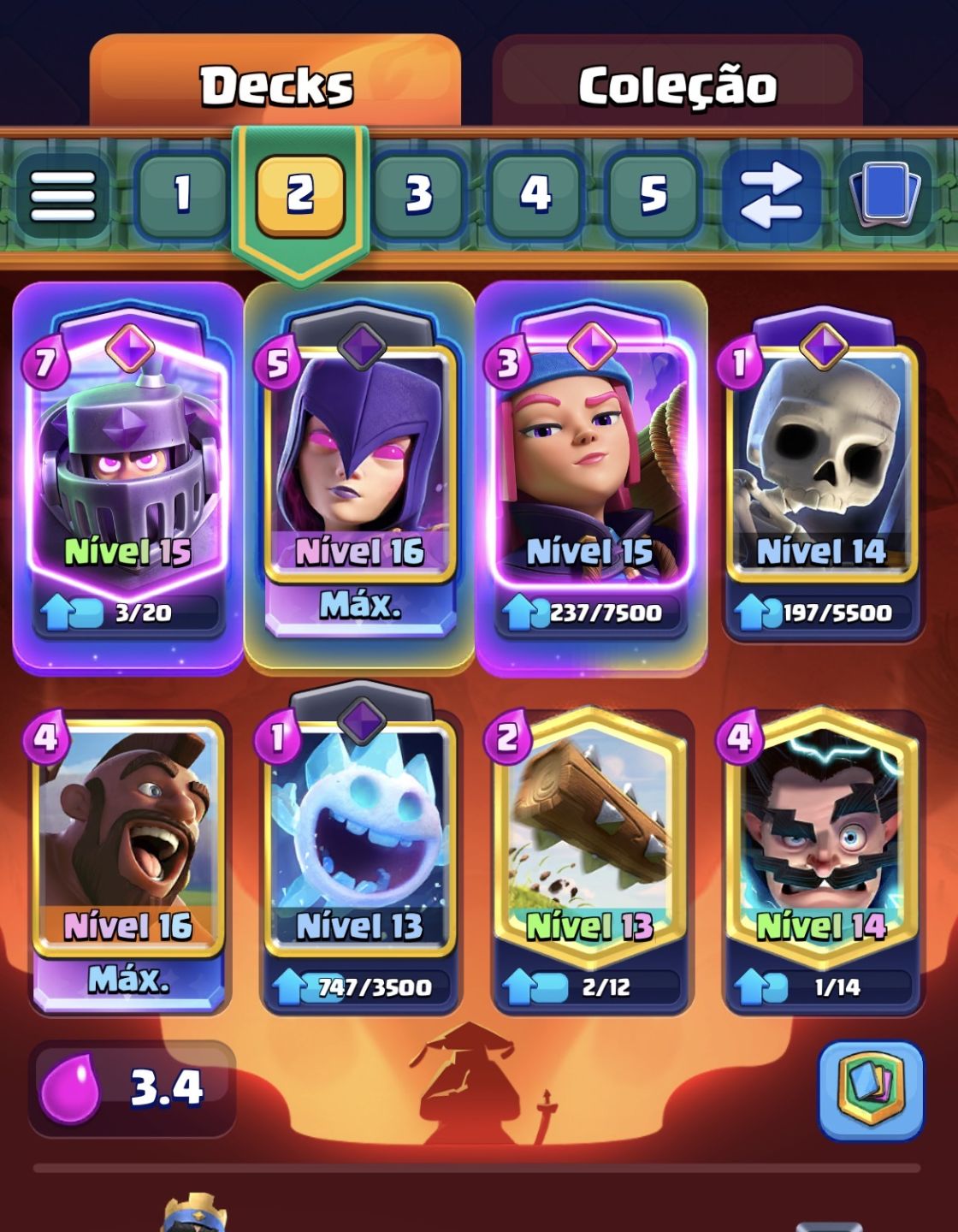 Conta Clash Royale/10k de trofeu, todas as cartas, cartas maximizadas