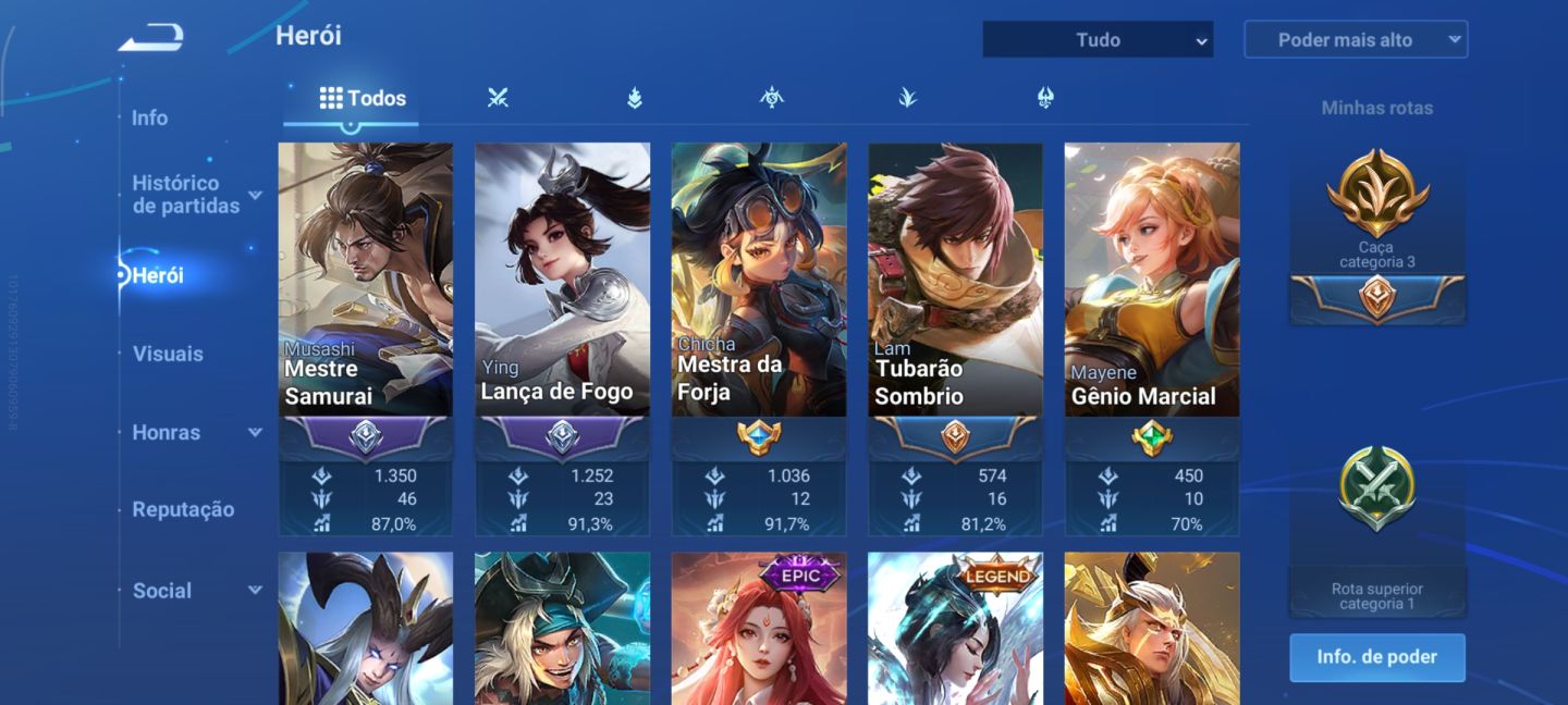 Conta de honor com algumas skins. Sem tempo para jogar
