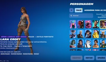CONTA FORTNITE 450SKINS 450PICARETAS LARA CROFT E MTO MAIS