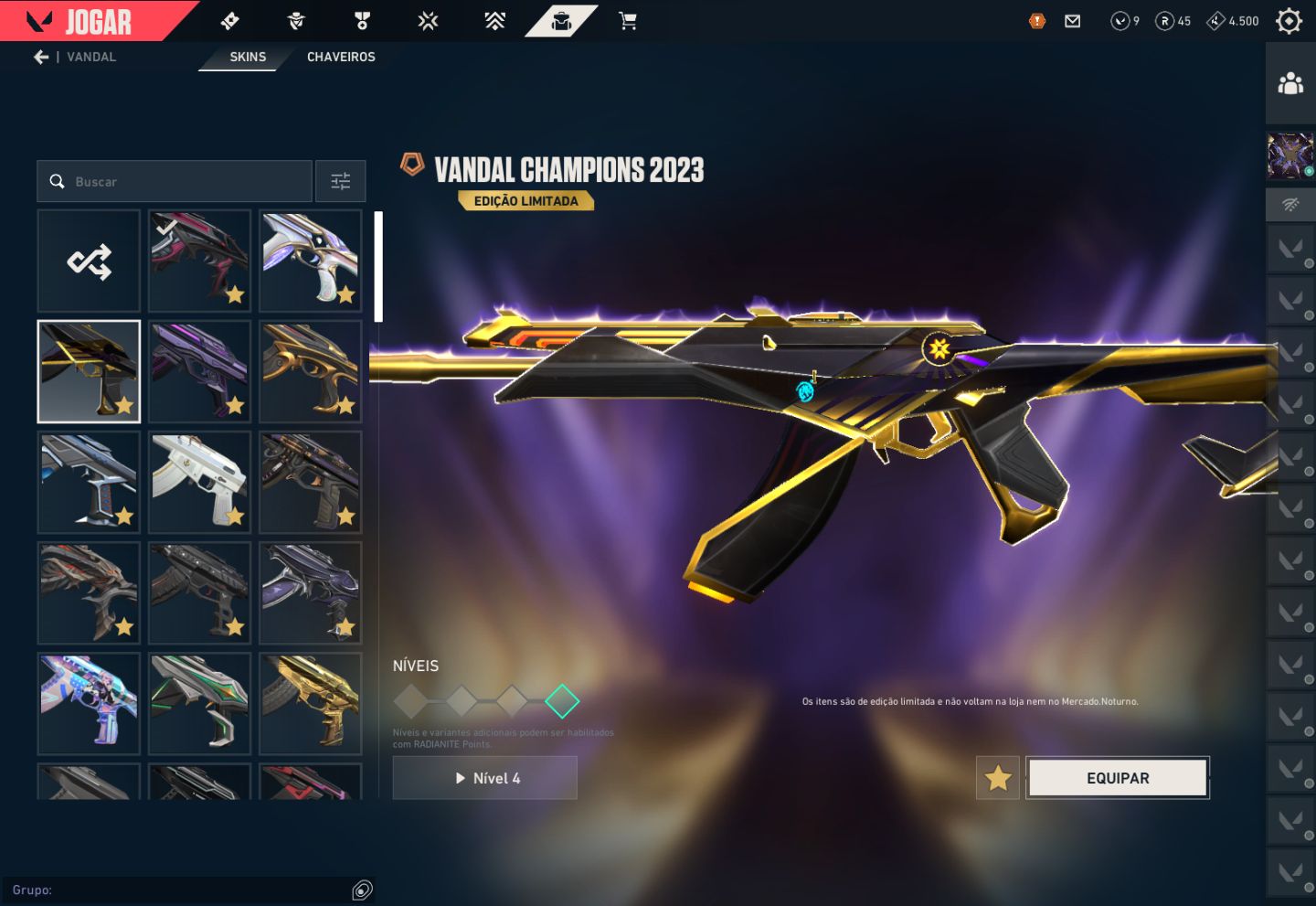 CONTA VALORANT IMORTAL | PACOTE CHAMPIONS 2023 & 2024 | FULL ACESSO | NVL 297