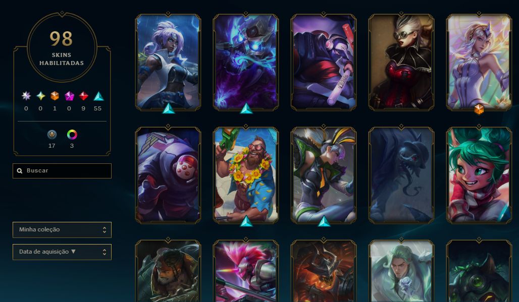 CONTA DE LOL COM MAIS DE 500 REIAS GASTOS 100, 98 SKINS! PROMOÇÃOOO!!!!