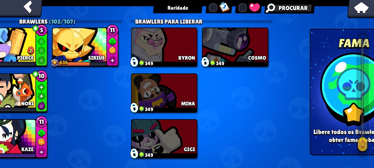 Conta de Brawl Stars Meta com Vários Brawlers Upados