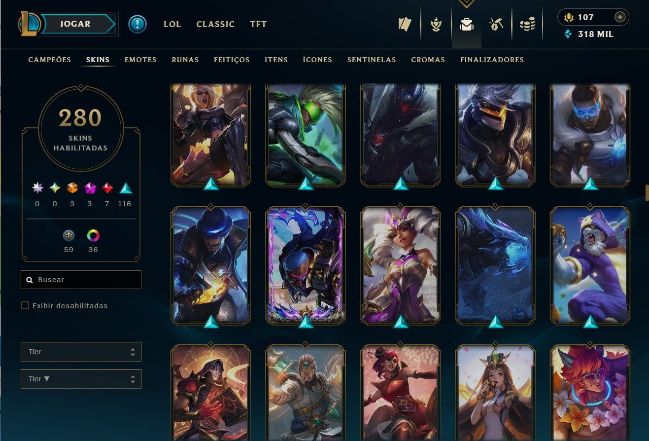 [ENTREGA AUTOMÁTICA] CONTA LOL E WILD RIFT 280 SKINS GOLD 4 97% WR 29W 1L