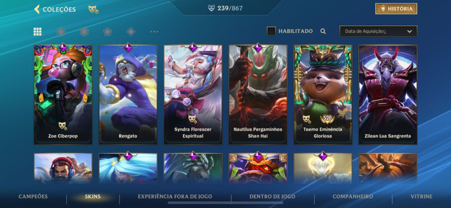 Conta wild rift com essências laranjas
