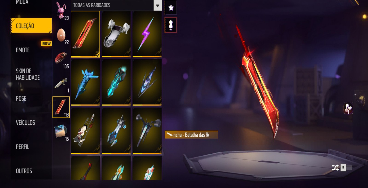 CONTA FREE FIRE GEMADA COM MUITOS ITENS RAROS
