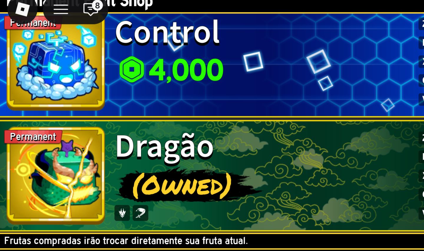 Conta de blox fruti com dragon perm