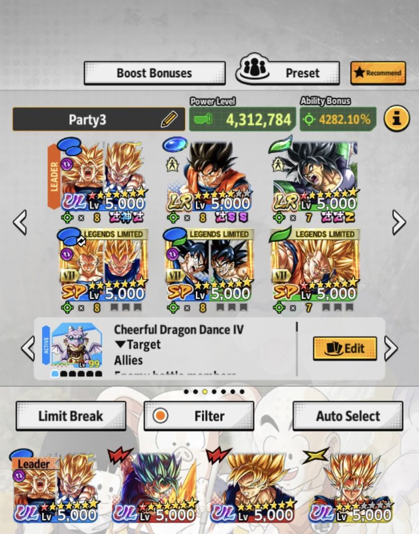 Conta dragon ball legends com vários legends e ultra + squadra de brinde