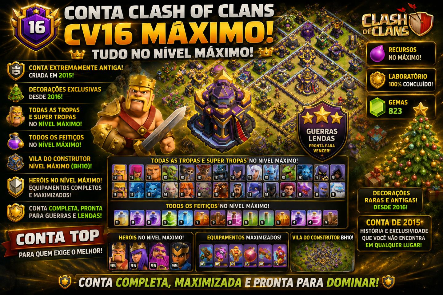 CONTA DE CLASH ROYALE/ OF CLANS/ HAY DAY
