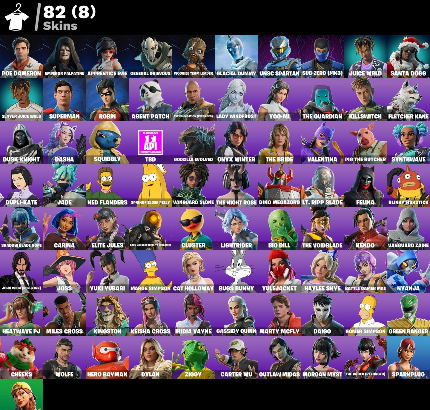 Conta Fortnite 82 SKINS/LADY WINDFROST/ CLUSTER / JUICE WRLD/ GLACIAL DUMMY