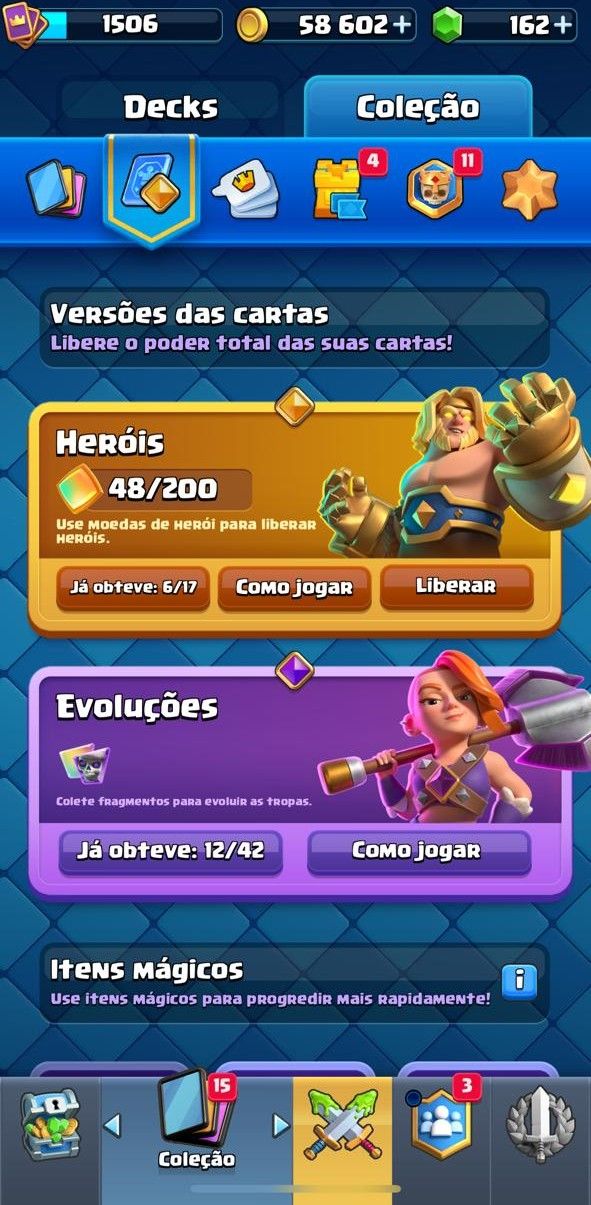CONTA CLASH ROYALE 11K TROFÉUS/ 12 EVOS/ 6 HEROIS/ EMOJES