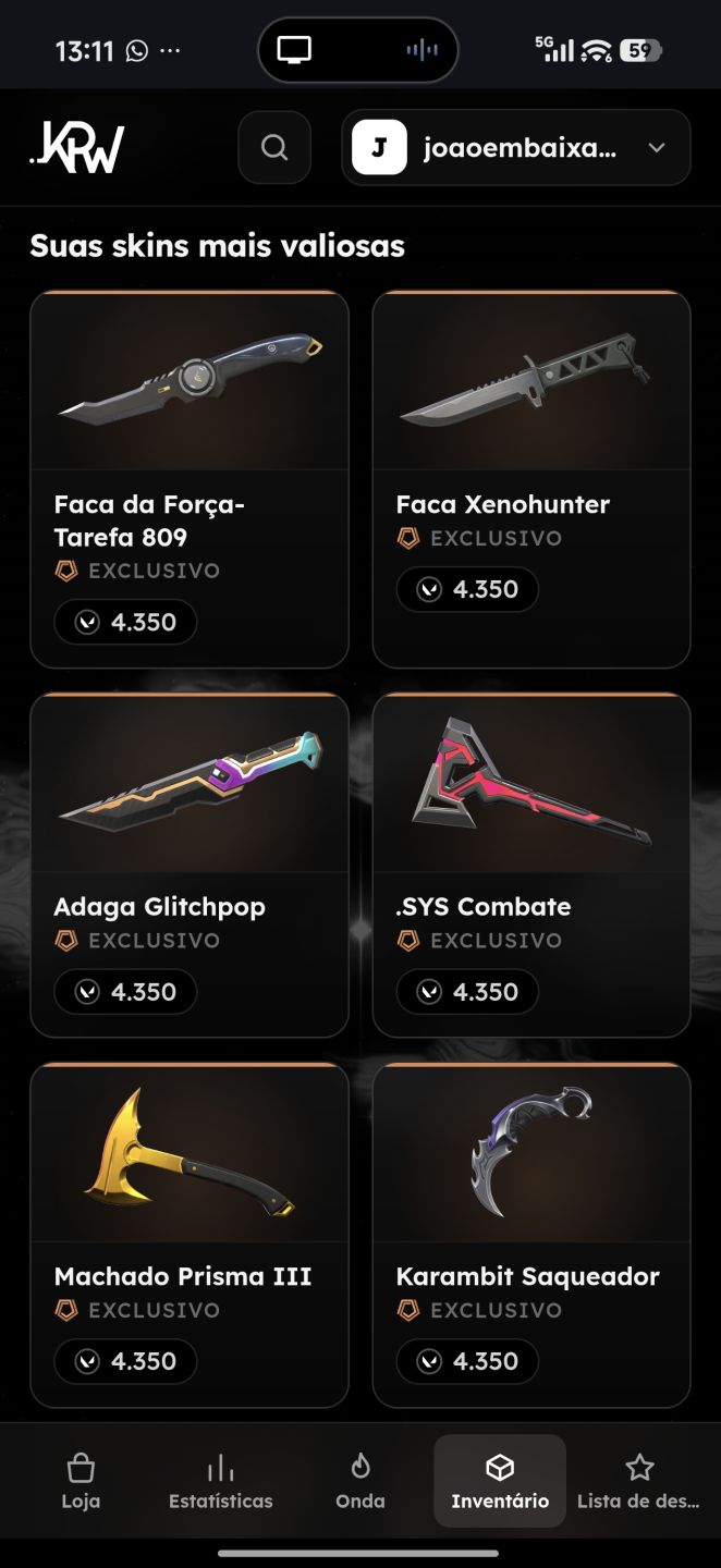 Conta ValorAnt BETA com muitas skins