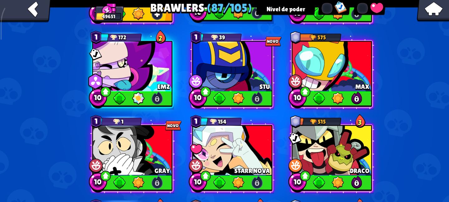 CONTA BRAWL STARS COM 49K DE TROFÉUS, 87 BRAWLERS , 16 LVL 11